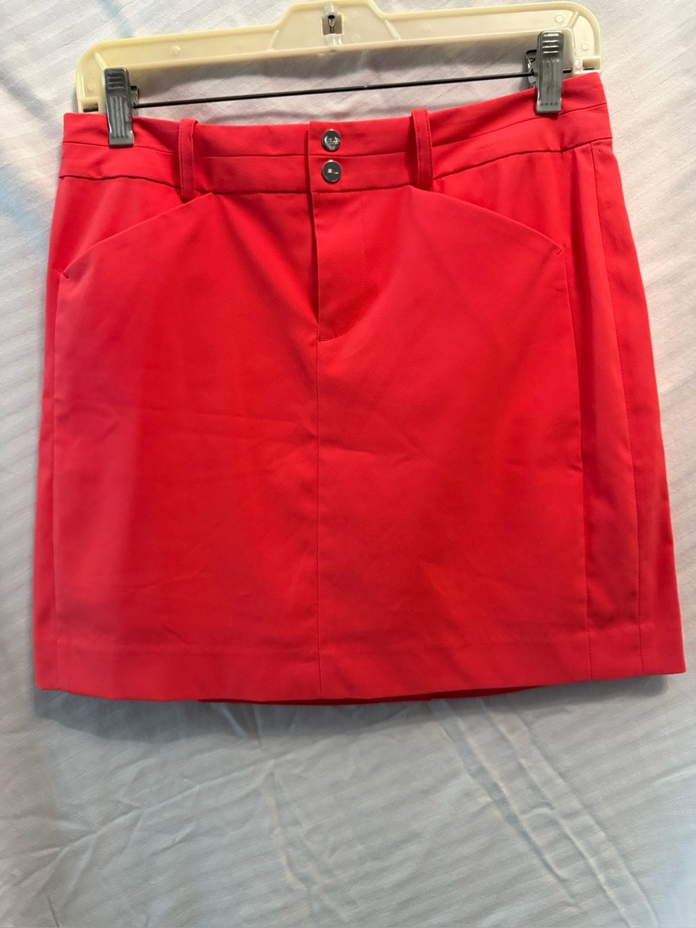 Women's Red Golf Skort with Double-Button Waist